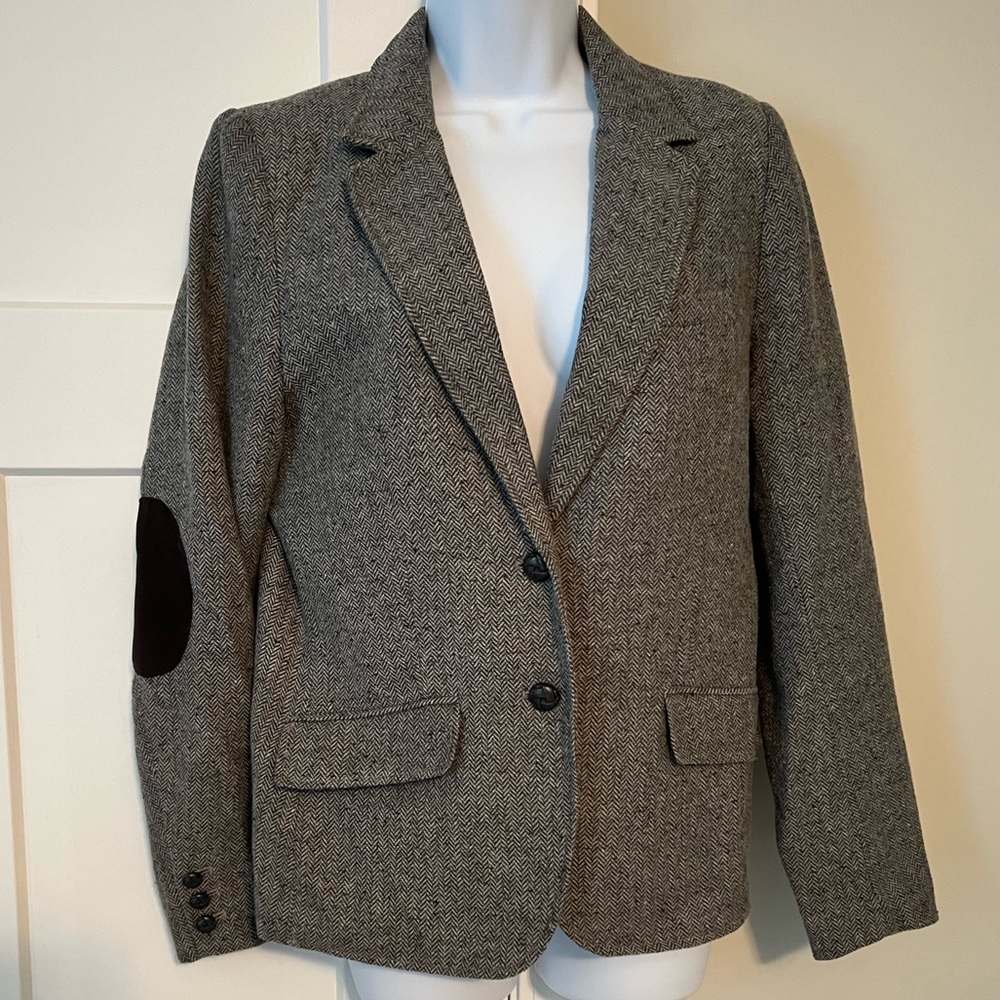H&M Gray Blazer with Elbow Patches, Metal buttons